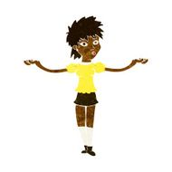 cartoon woman shrugging shoulders N265