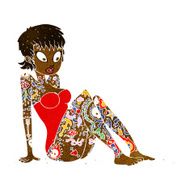 cartoon tattoo girl in swimsuit N4