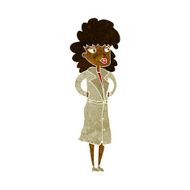 cartoon woman in trench coat N16