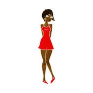 cartoon pretty woman in dress N27