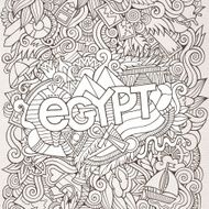 Egypt hand lettering and doodles elements background