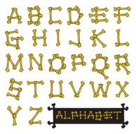Skeleton bones alphabet vector illustration N6