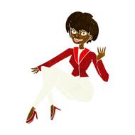 cartoon businesswoman sitting N6
