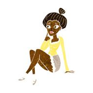 cartoon attractive woman sitting thinking N4