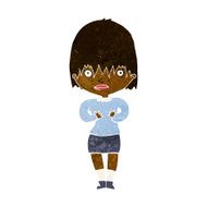 cartoon woman making Who Me? gesture N25