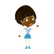 Cartoon Woman Waving N187