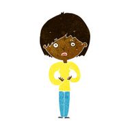cartoon woman making Who Me? gesture N26