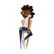 cartoon woman posing on chair N14