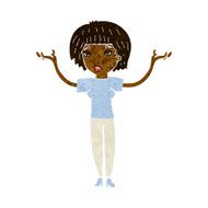 cartoon woman shrugging shoulders N271