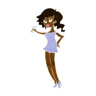 cartoon woman at party N12