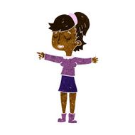 cartoon happy woman pointing N35