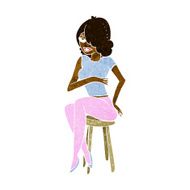 cartoon woman sitting on bar stool N12