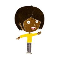 cartoon happy girl waving N5