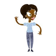 Cartoon Woman Waving N191