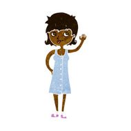 cartoon pretty woman waving N47