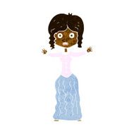 cartoon worried victorian woman N6