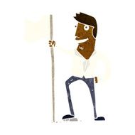 cartoon man planting flag N4