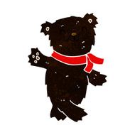 cartoon waving teddy black bear N2