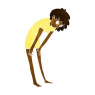 cartoon woman looking at her feet N5