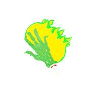 cartoon gross flaming zombie hand N2