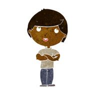 cartoon happy man with folded arm N5