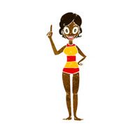 cartoon woman in striped swimsuit N6