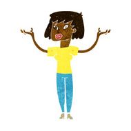 cartoon woman holding up hands N10
