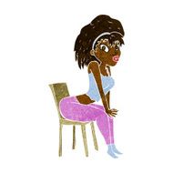 cartoon woman posing on chair N15