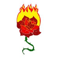 cartoon flaming rose tattoo N2
