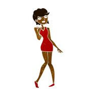 cartoon woman in cocktail dress N12