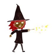 cartoon witch girl casting spell N13