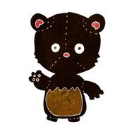 cartoon little black bear waving N2