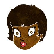 cartoon surprised female face N36
