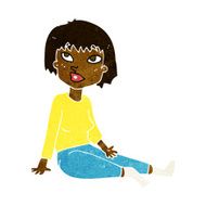 cartoon woman sitting on floor N5