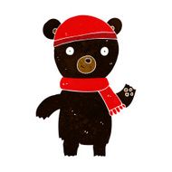 cartoon waving black bear N21
