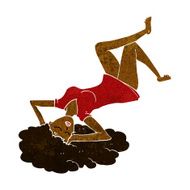 cartoon woman lying on floor N10