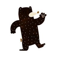 cartoon waving black bear N22