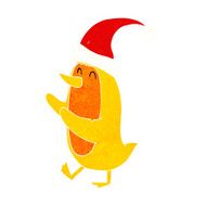 cartoon bird wearing xmas hat N2