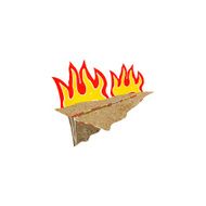 cartoon burning paper aeroplane N2