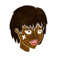 cartoon woman with plaster on face N10