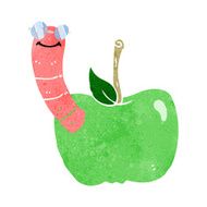 Cartoon Apple With Worm N40