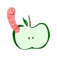 Cartoon Apple With Worm N41