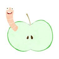 Cartoon Apple With Worm N42