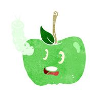 cartoon apple with bug N17