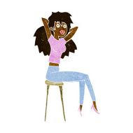 cartoon woman posing on stool N5
