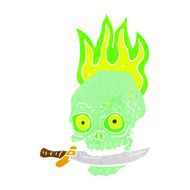 cartoon pirate skull with knife in teeth N5