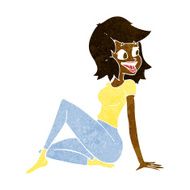 cartoon pretty woman looking happy N5