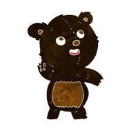 cartoon cute waving black bear teddy N2