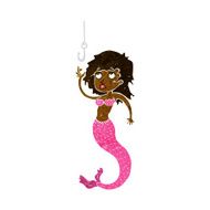 cartoon mermaid and fish hook N7