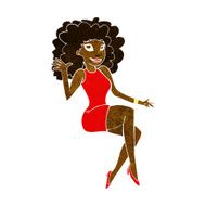 cartoon sitting woman waving N5